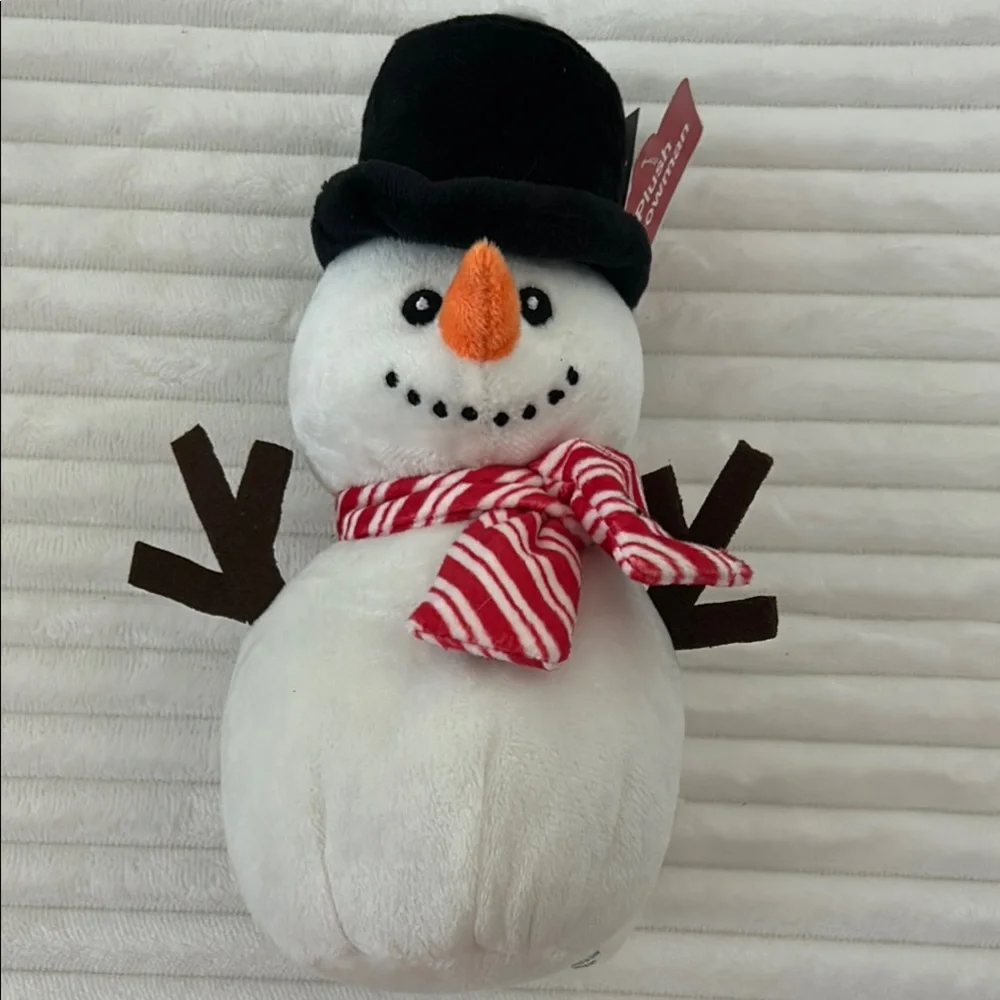 American Greetings Snowman Plush with Red and White 2023 Scarf